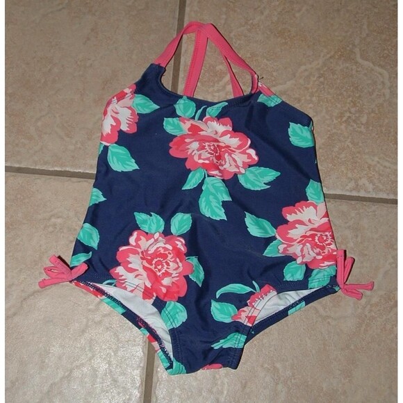 Carter's Other - LIKE NEW Girls Sz 18 Months Beach Pool Blue Floral 1 Pc Swim Suit CARTER'S